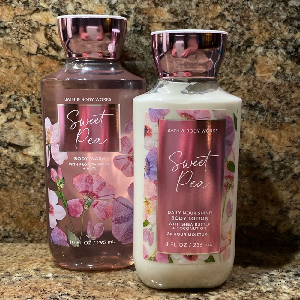 2-pc Set “SWEET PEA”, BBW Nourishing Body Lotion & Body Wash, NWT + Gift Wrapped